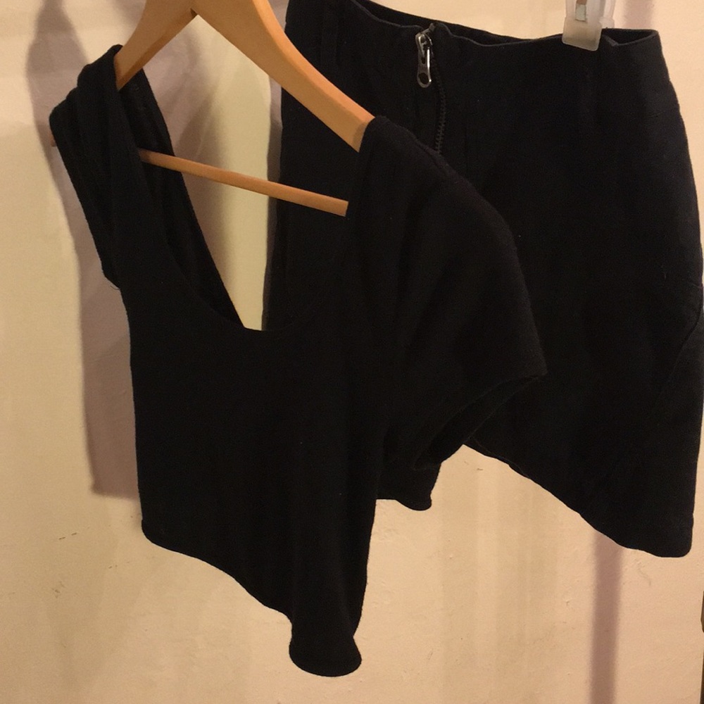 Black skirt and crop top